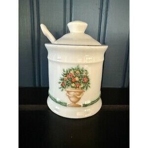 Philippe Deshoulieres Jardin Royal SUGAR BOWL with Lid & Spoon France 3 Piece